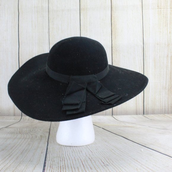 Women's Black Wool Bow with String and Bow Accent Hat Size OS - Picture 4 of 9